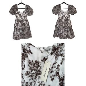 Francesca's White Dress with Brown Floral Motif